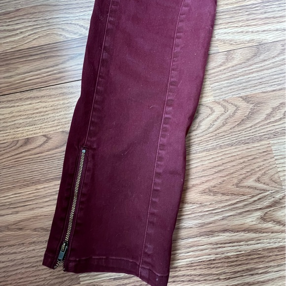 Peruvian Connection Motorcycle Pants Burgundy Zip Ankles Skinny Moto Womens 4 - Picture 9 of 12